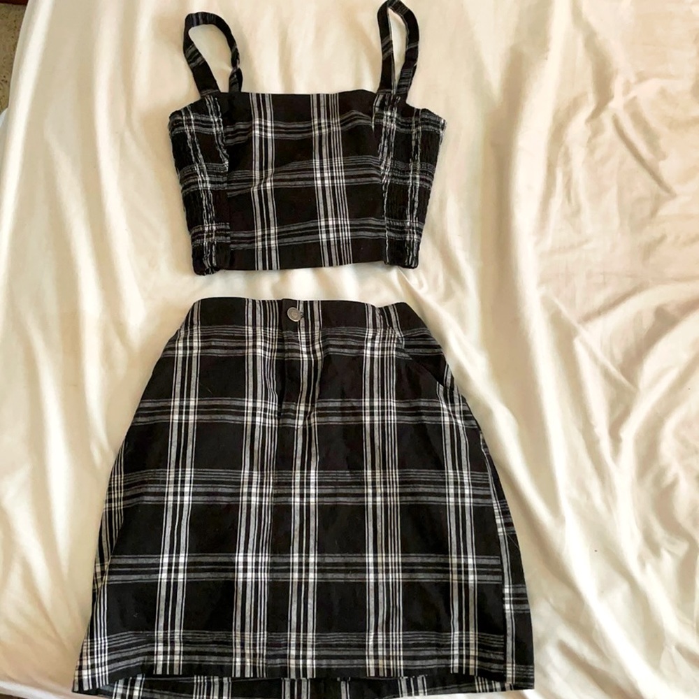 Black and white plaid matching set